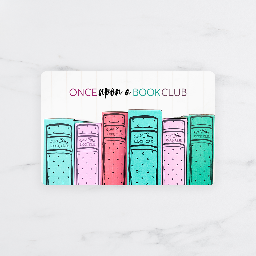 the front of a card showing "Once Upon a Book Club" with a row of 6 boxes underneath it
