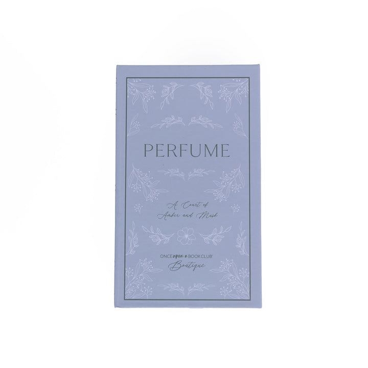 The perfume box for "A Court of Amber and Musk"