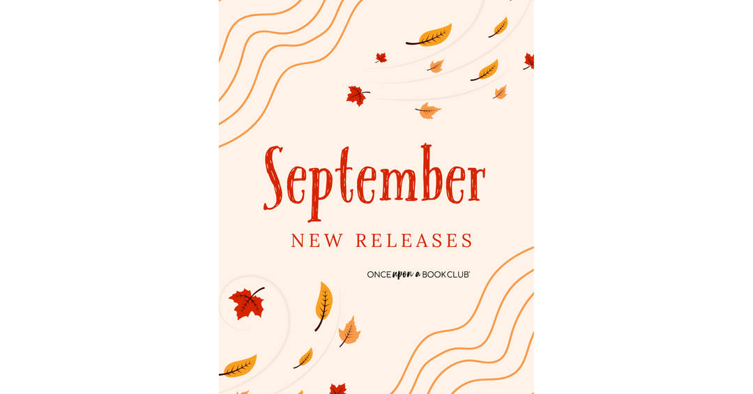 September New Releases graphic from Once Upon a Book Club with autumn leaves and warm fall-inspired details.