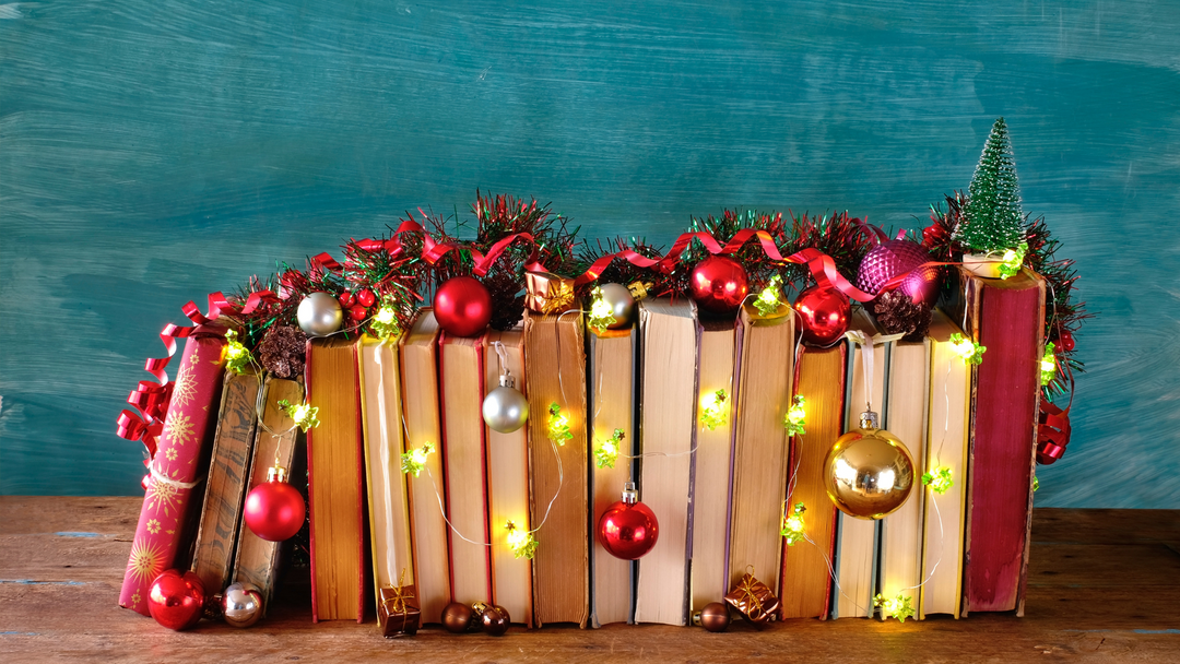 standing books with gift wraps