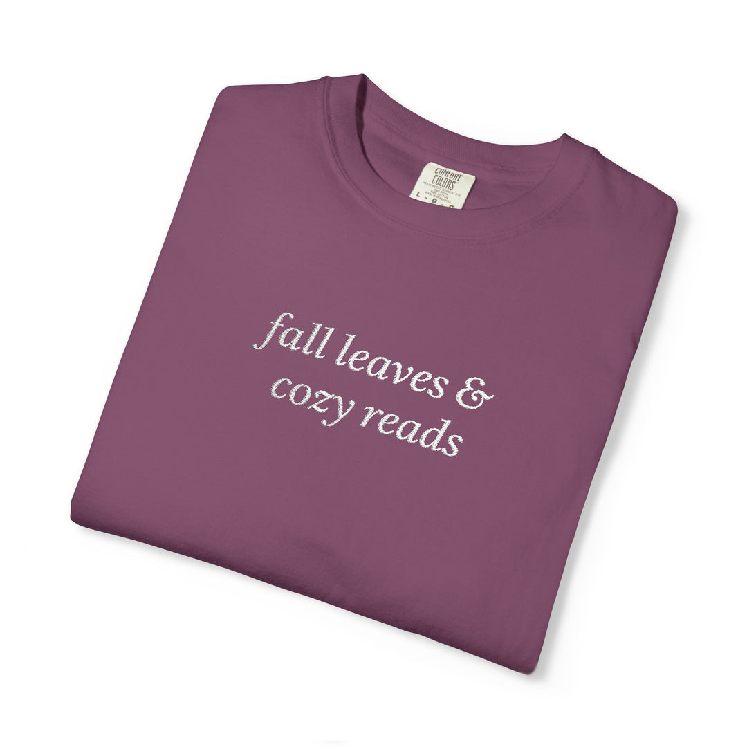 Fall Leaves & Cozy Reads Embroidered Tee