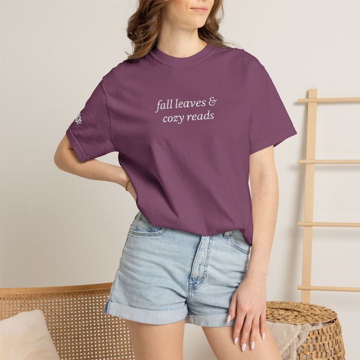 Fall Leaves & Cozy Reads Embroidered Tee