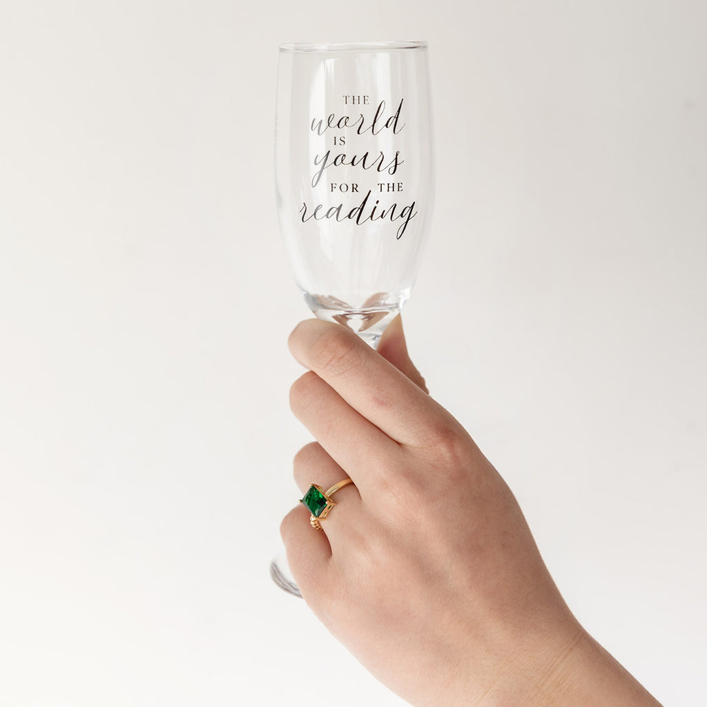 The World is Yours for Reading Champagne Flute