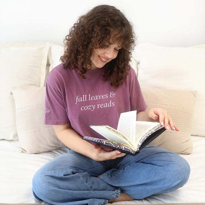 Fall Leaves & Cozy Reads Embroidered Tee