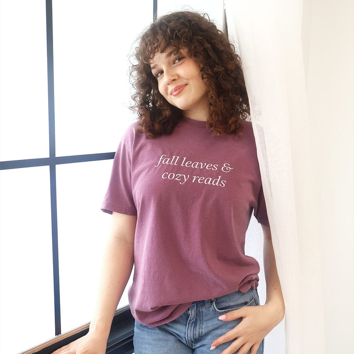 Fall Leaves & Cozy Reads Embroidered Tee