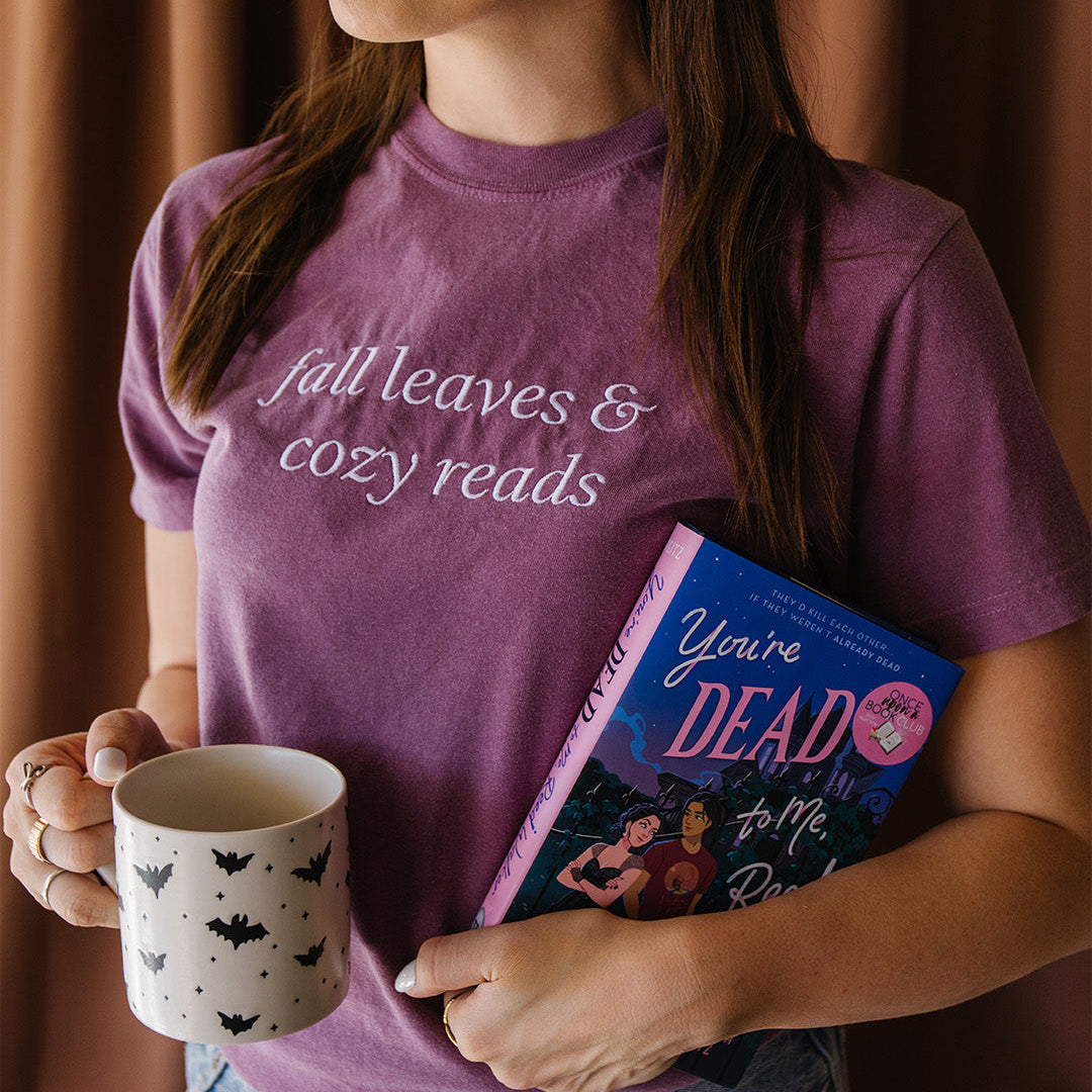 Fall Leaves & Cozy Reads Embroidered Tee