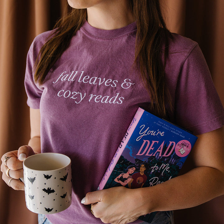 Fall Leaves & Cozy Reads Embroidered Tee