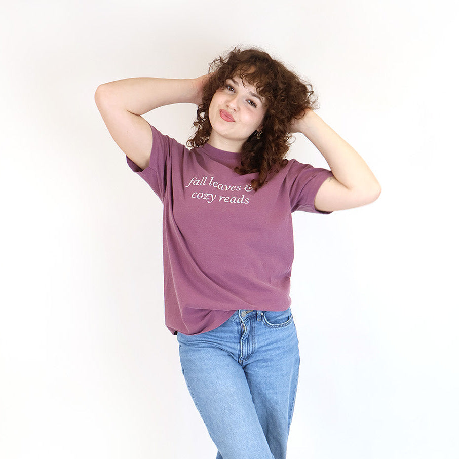 Fall Leaves & Cozy Reads Embroidered Tee