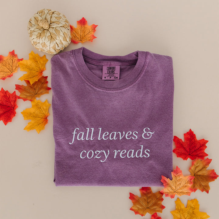 Fall Leaves & Cozy Reads Embroidered Tee