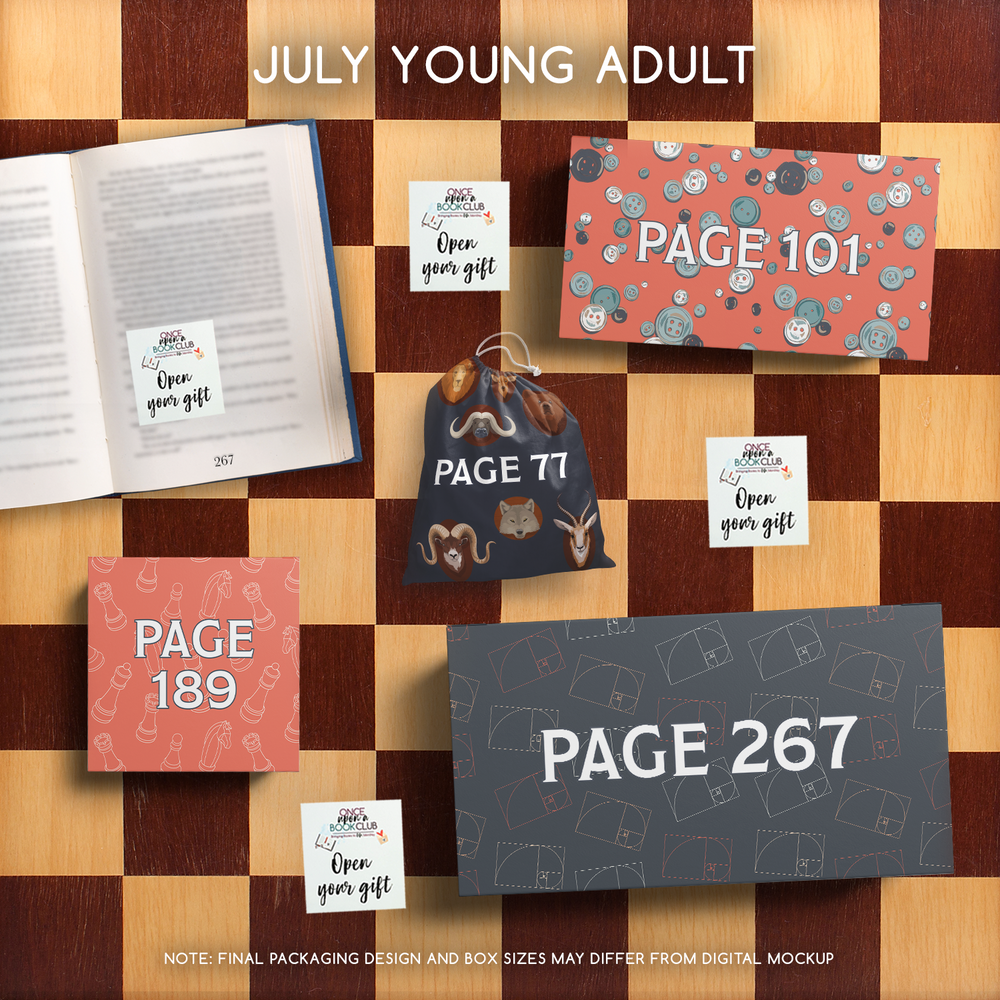 A set of four wrapped gifts labeled with page numbers and open your gift sticky notes!