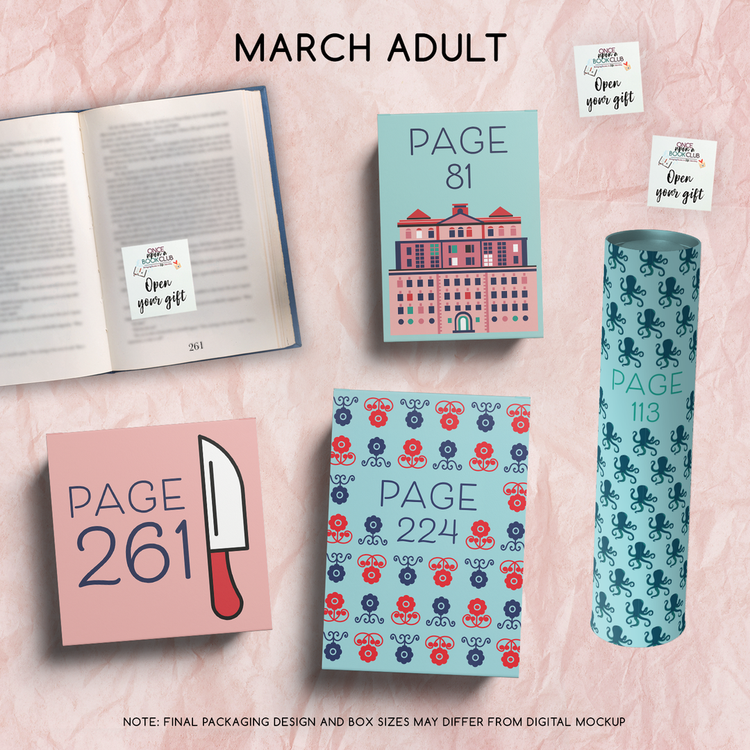 A set of four wrapped gifts labeled with page numbers and open your gift sticky notes!