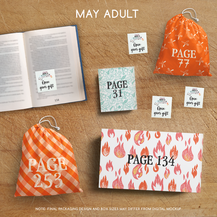 A set of four wrapped gifts labeled with page numbers and open your gift sticky notes!