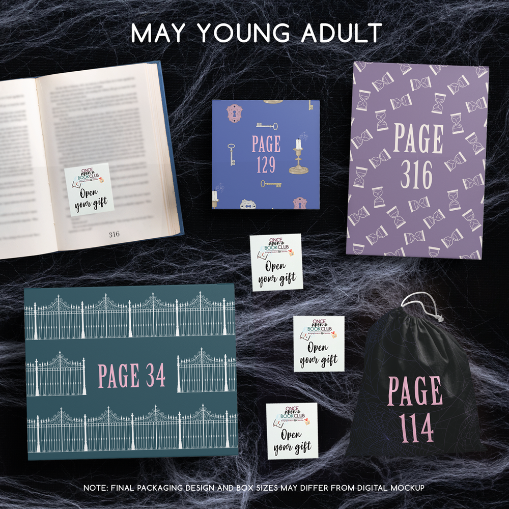 A set of four wrapped gifts labeled with page numbers and open your gift sticky notes!