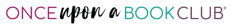 Logo of Once Upon a Book Club with colorful text on a white background