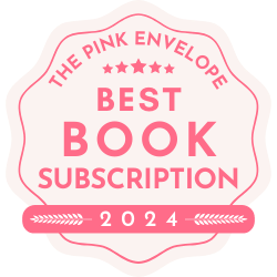 Pink badge with the text "The Pink Envelope Best Book Subscription 2024"
