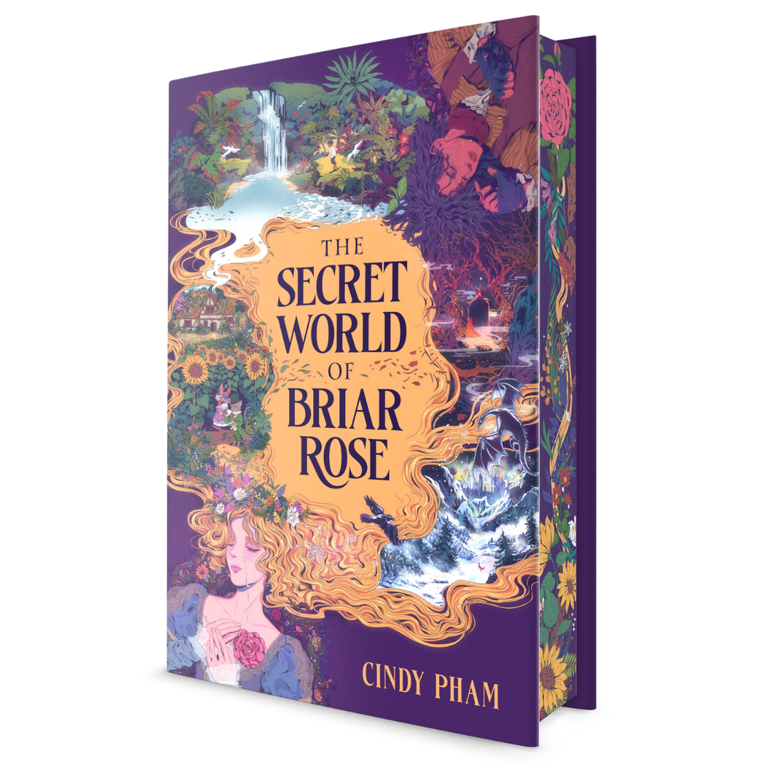 Book cover of 'The Secret World of Briar Rose' by Cindy Pham with colorful illustrations on a white background.