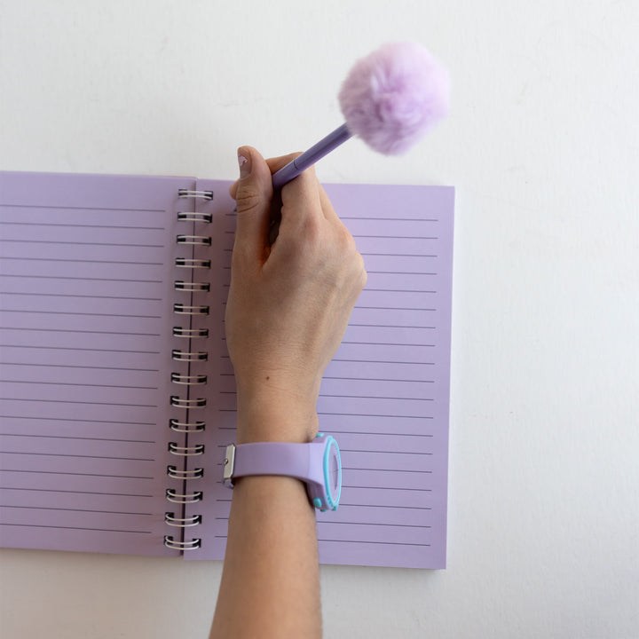 Purple Notebook Exercise Purple Notebook & Fuzzy Pen Set | Bookish Gift – Once Upon a Book Club