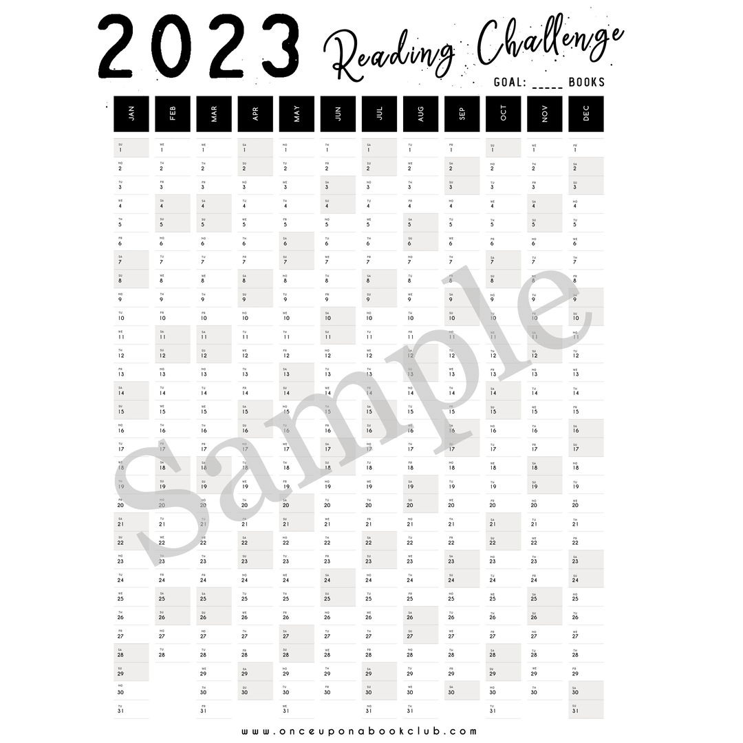 A white sheet labeled 2023 Reading Challenge 