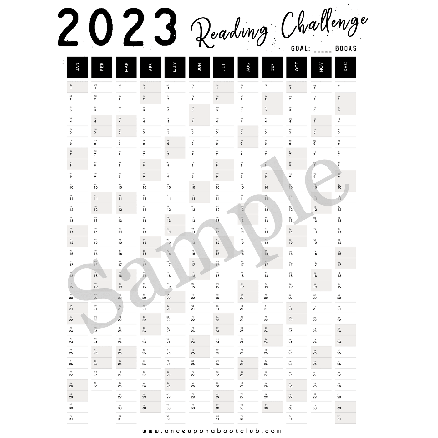 2023 Reading Challenge Calendar! (Digital Download)