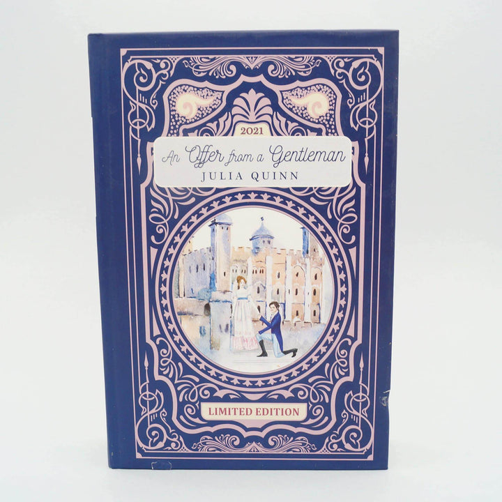 a blue hardcover special edition of An Offer from a Gentleman by Julia Quinn