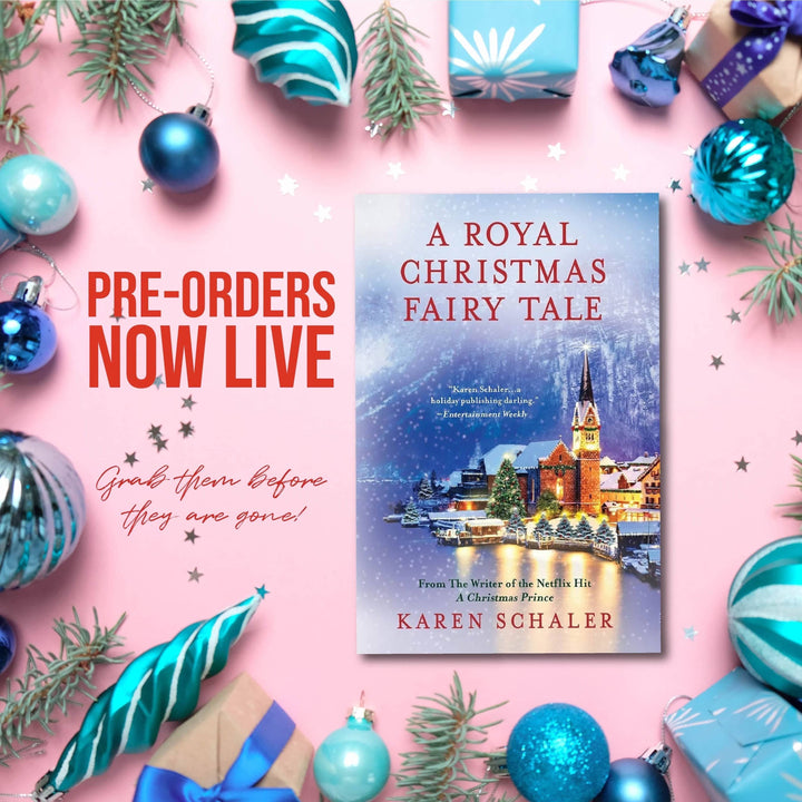 a hardcover edition of A Royal Christmas Fairy Tale is centered next to text that says "Pre-Orders Now Live"