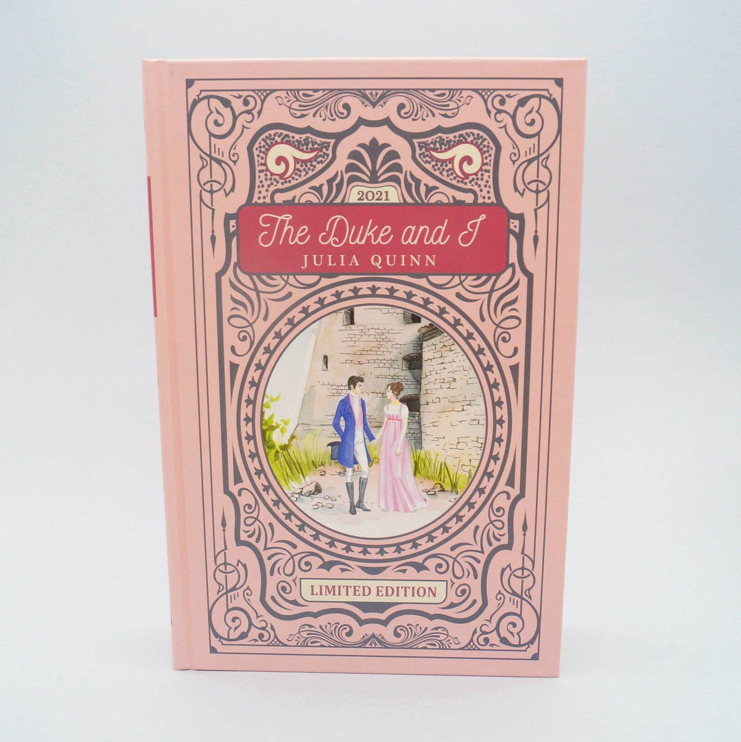 a light pink hardcover special edition of The Duke and I by Julia Quinn